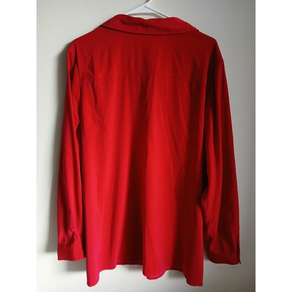 Susan Graver Button Down Tunic Top Long Sleeve Career Work Red Womens Size XL - Picture 9 of 14